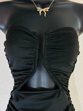Night Out Fashion Nova Bodysuit - Ruched Slinky Cutout - Size small